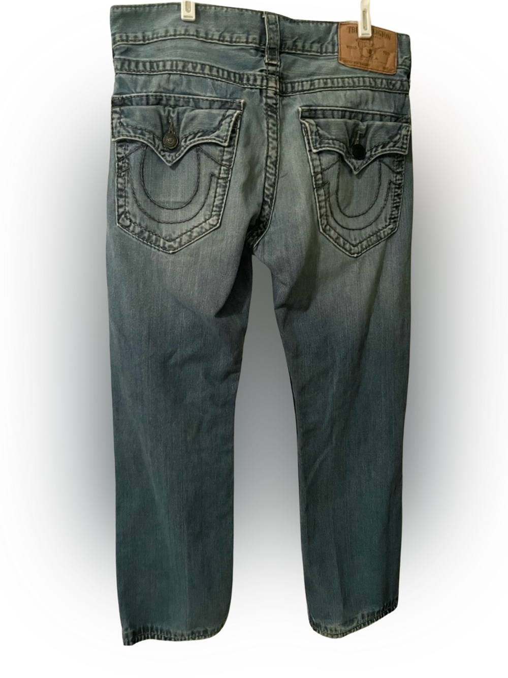 W32/L28 Men’s True Religion Big T Straight Flap, Grey/Black wash, Authentic